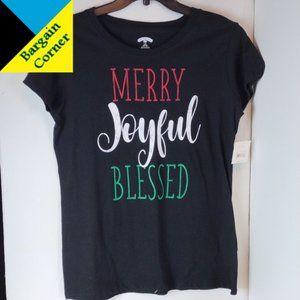 New Merry Joyful Blessed Christmas Tee Large